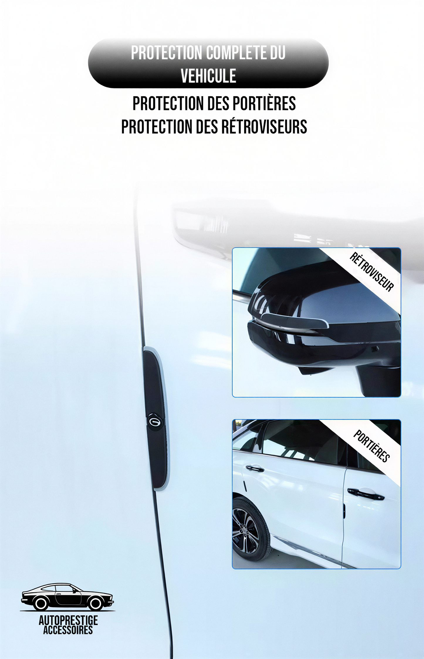 Bande de protection adhésif portière et rétroviseur